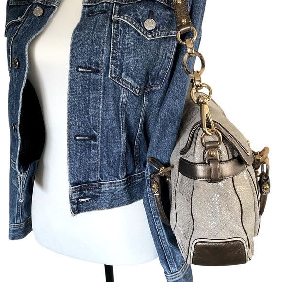 Coach Kristin NWT Embossed Python Metallic Flap Satchel 18309 - Picture 4 of 16